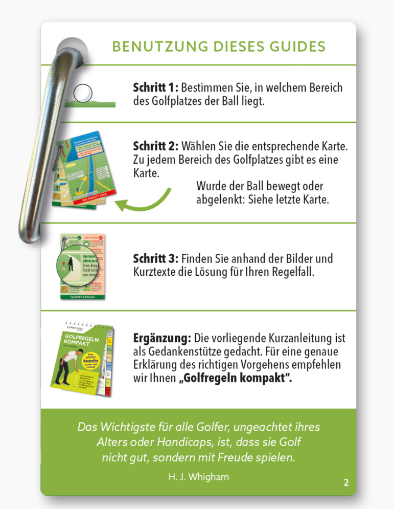 ExpertGolf Golfregeln Express Minibuch mit Karabiner