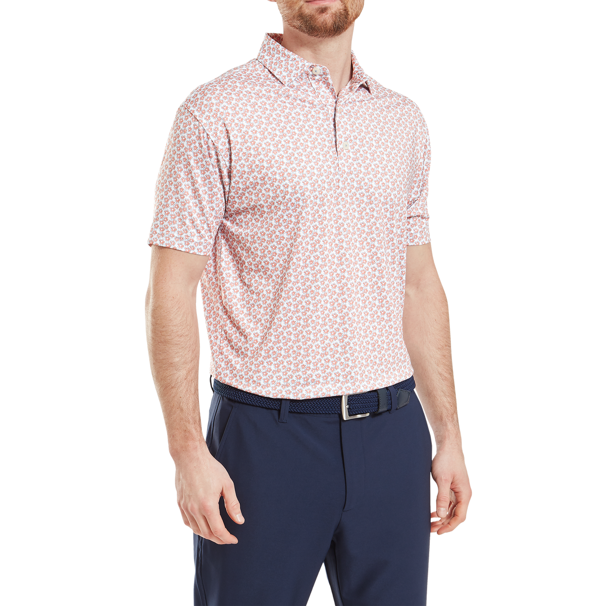 Footjoy Floral Sketch Print Lisle Polo Herren