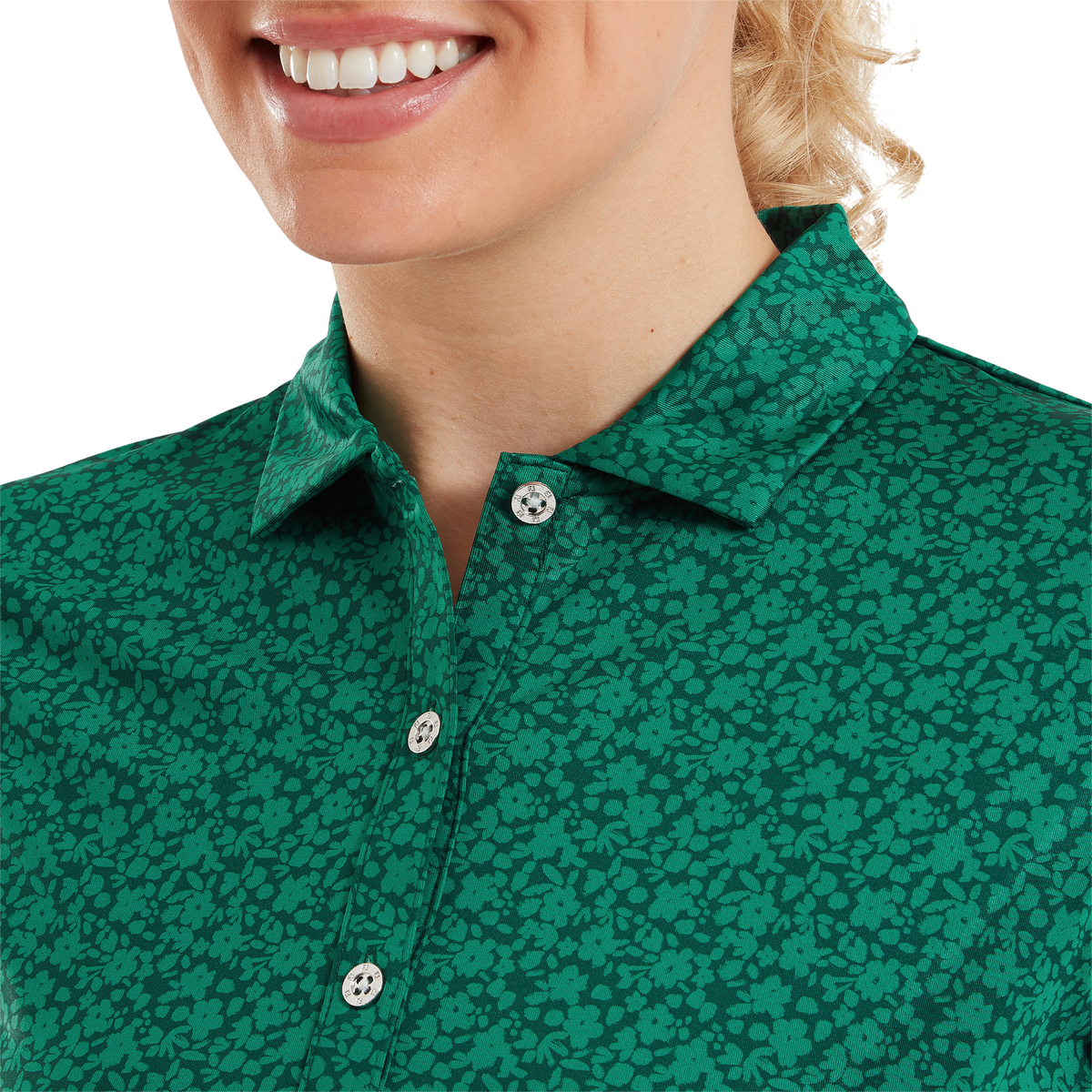 Footjoy Printed Floral Capsleeve Polo Ladies XS Green