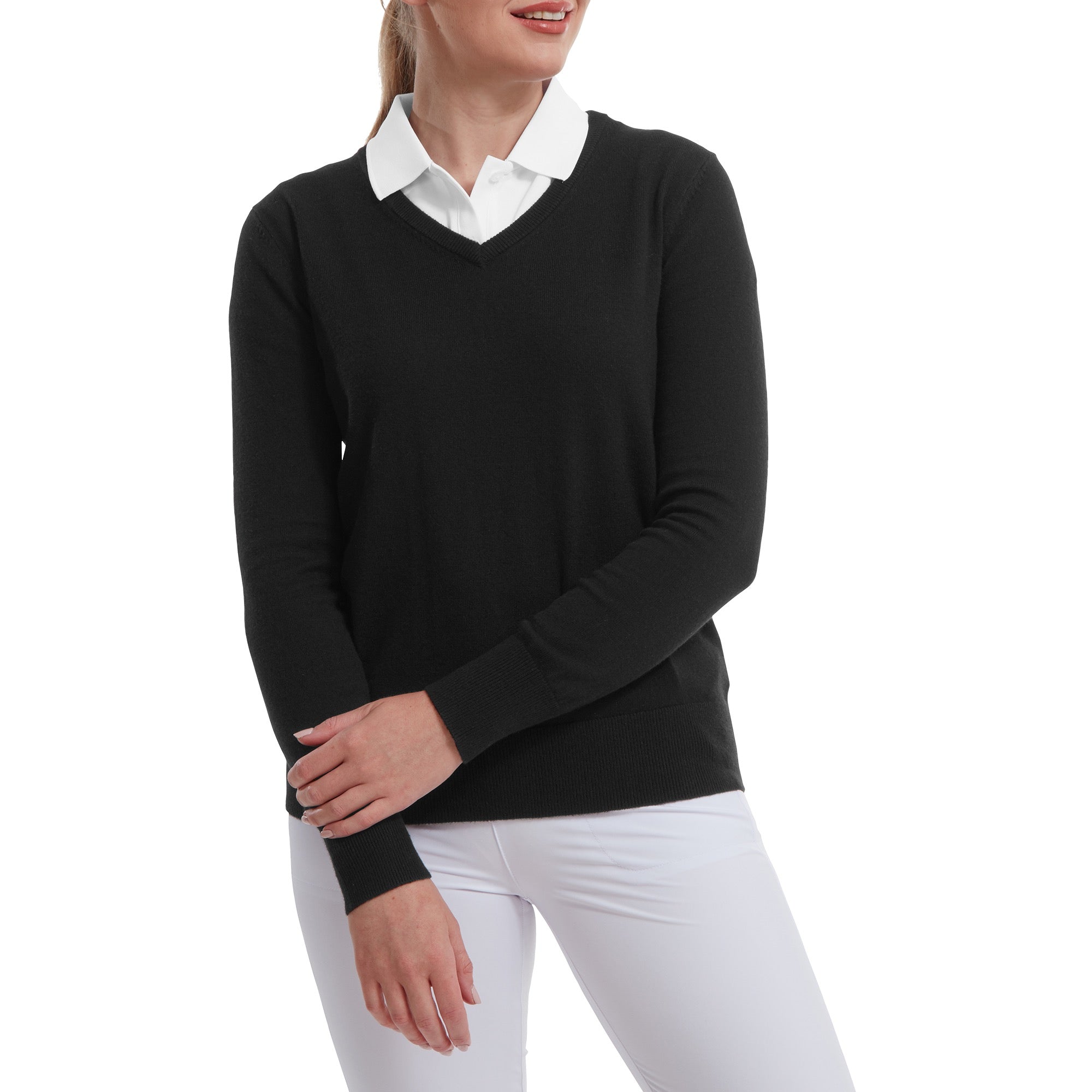 Footjoy Wool Blend V-Neck Pullover Damen S grau
