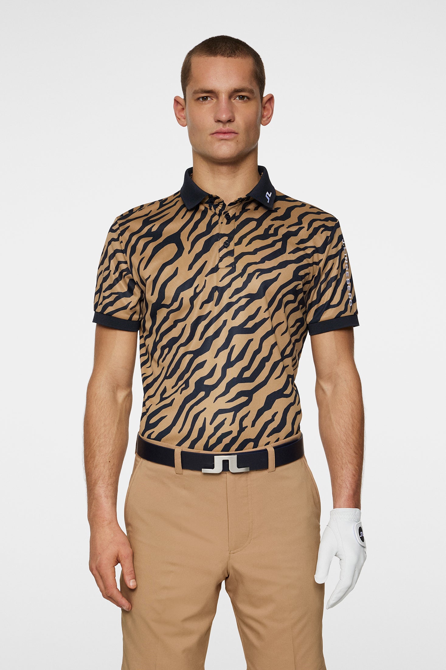 J.Lindeberg Tour Tech Print Polo Herren S braun/schwarz