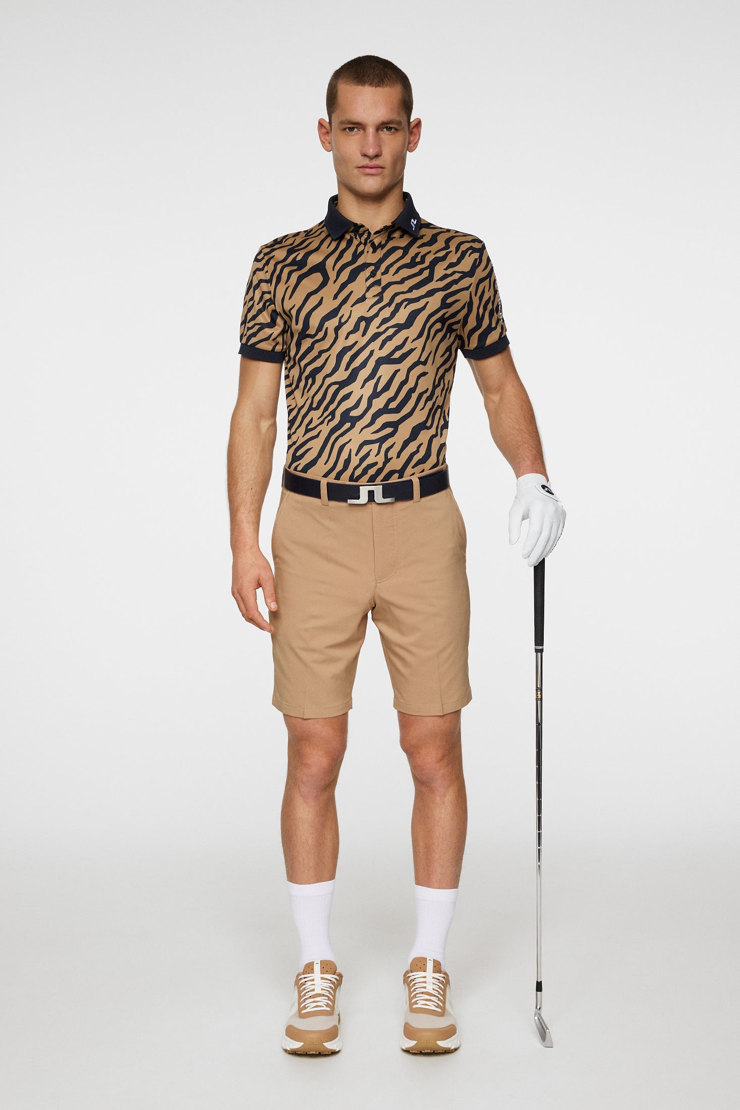 J.Lindeberg Tour Tech Print Polo Herren S braun/schwarz