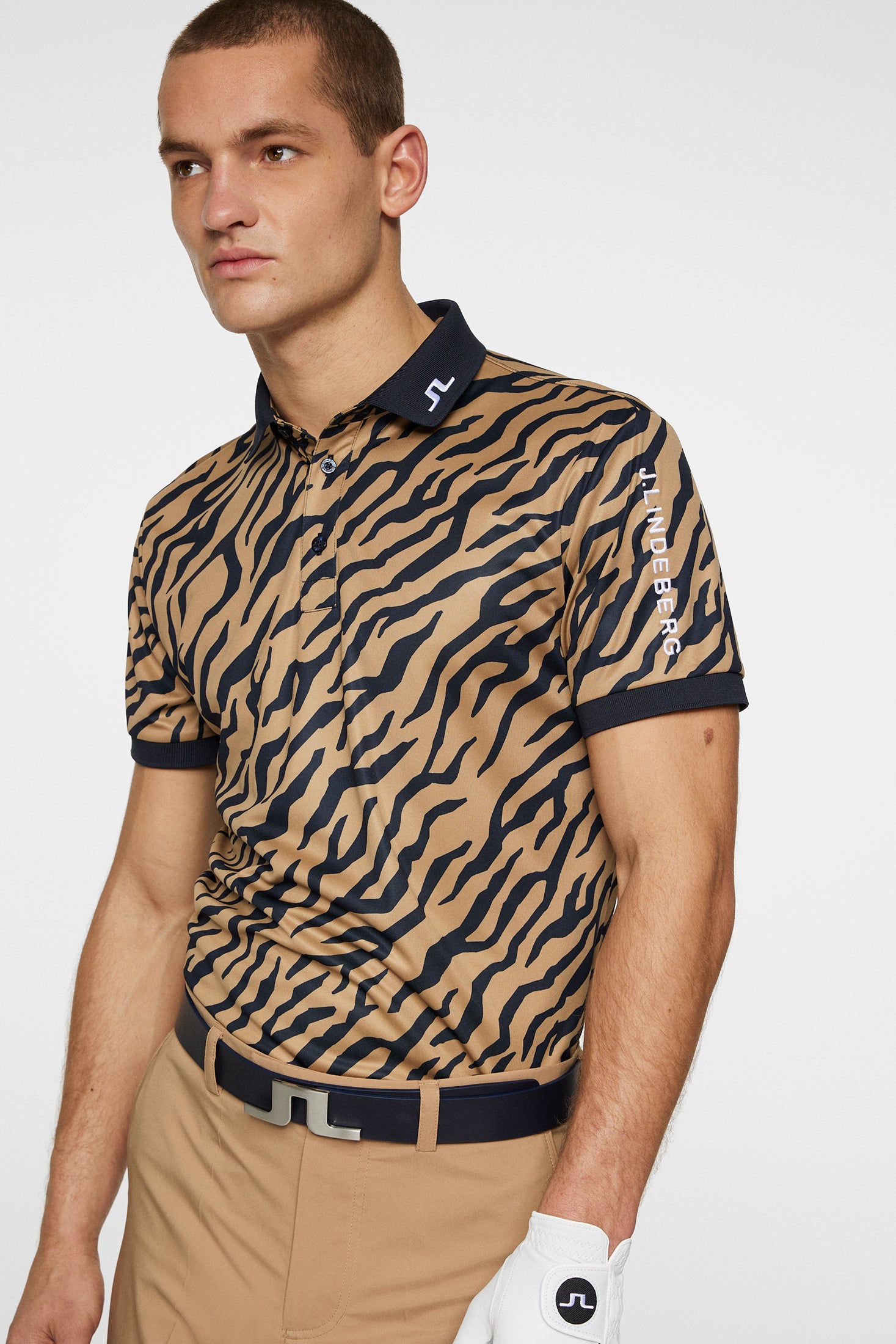 J.Lindeberg Tour Tech Print Polo Herren S braun/schwarz