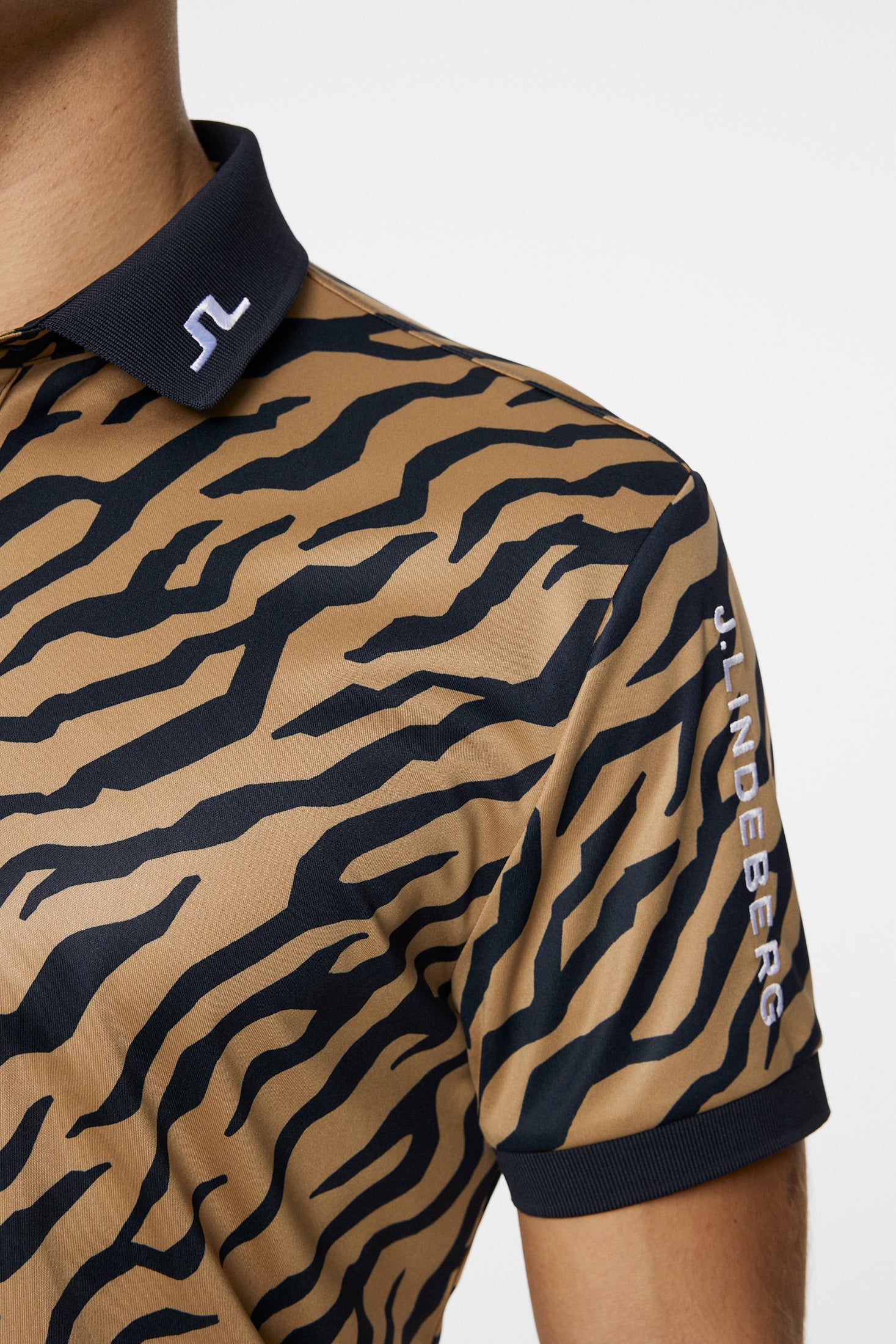J.Lindeberg Tour Tech Print Polo Herren S braun/schwarz