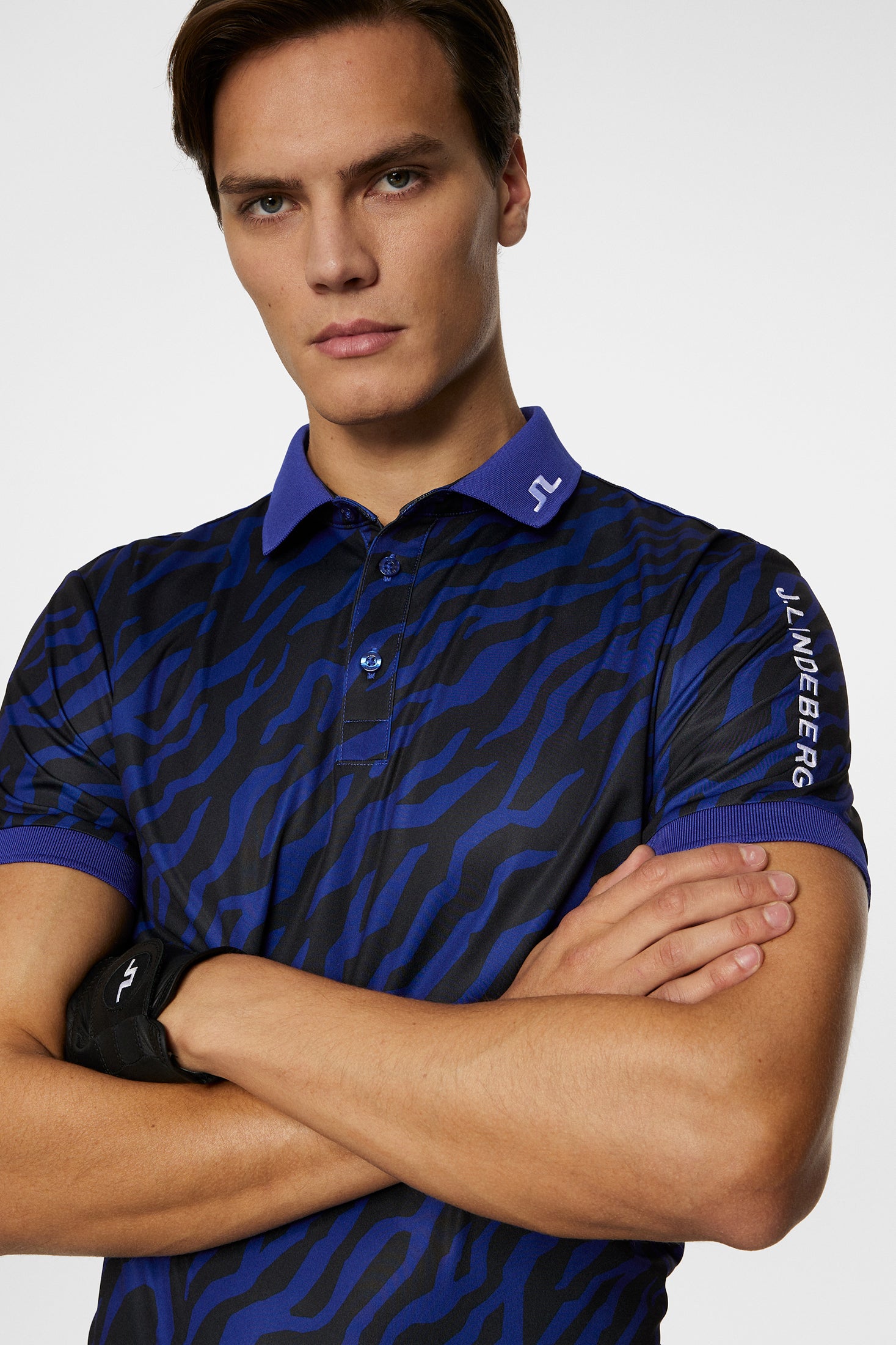 J.Lindeberg Tour Tech Print Polo Herren S braun/schwarz