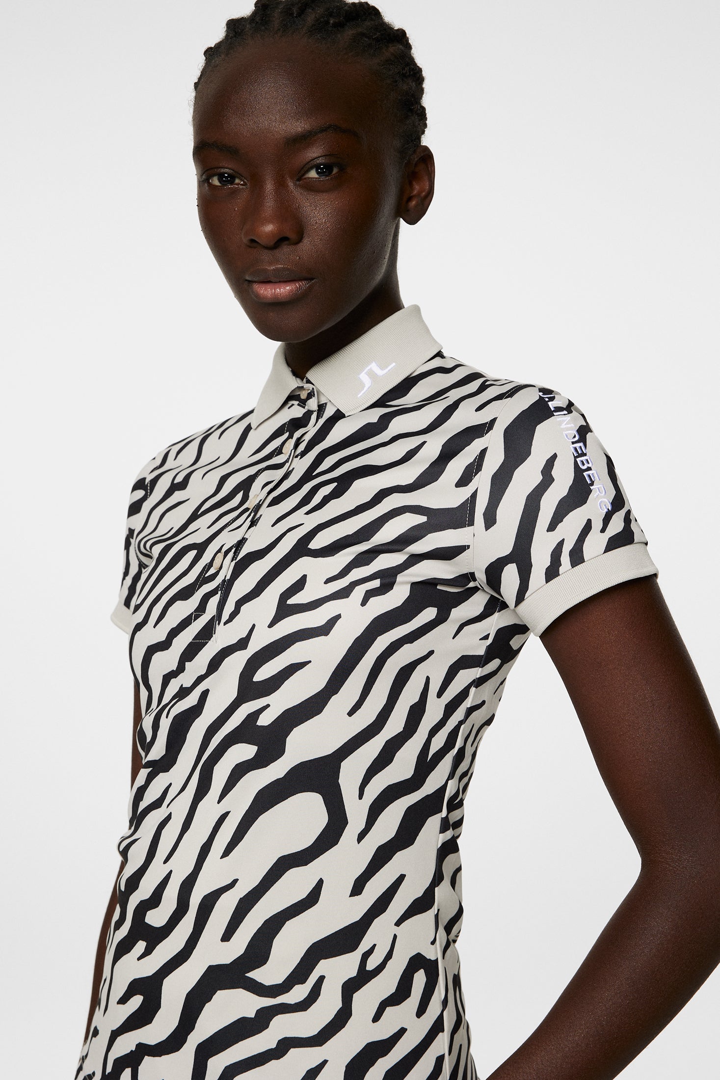 J.Lindeberg Tour Tech Print Polo Damen S schwarz/weiß