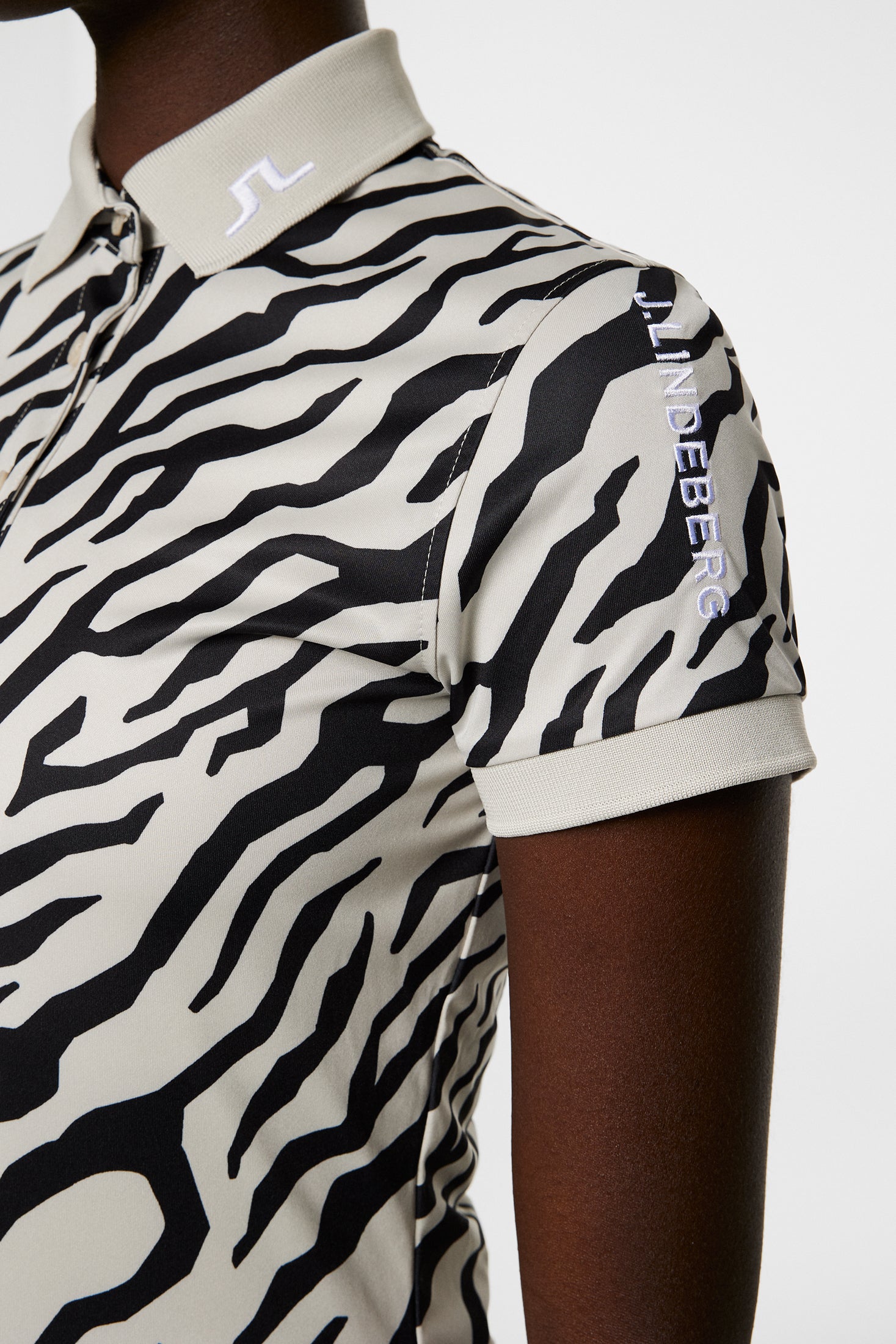 J.Lindeberg Tour Tech Print Polo Damen S schwarz/weiß