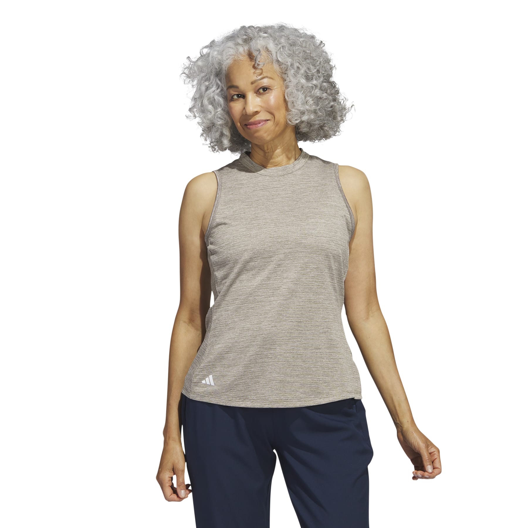 adidas Women's Essentials Heathered Mock-Neck Sleeveless Golf Shirt