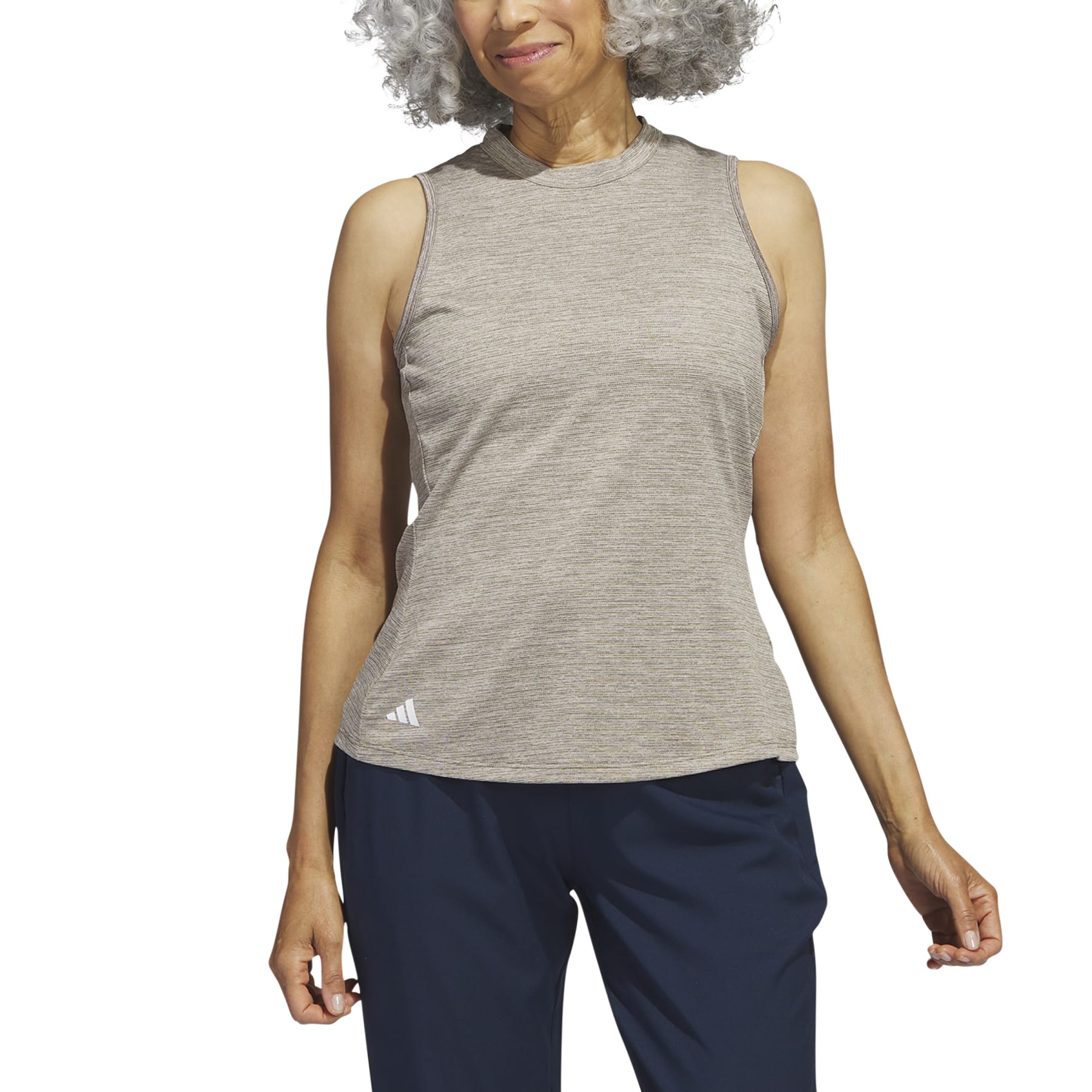 adidas Women's Essentials Heathered Mock-Neck Sleeveless Golf Shirt