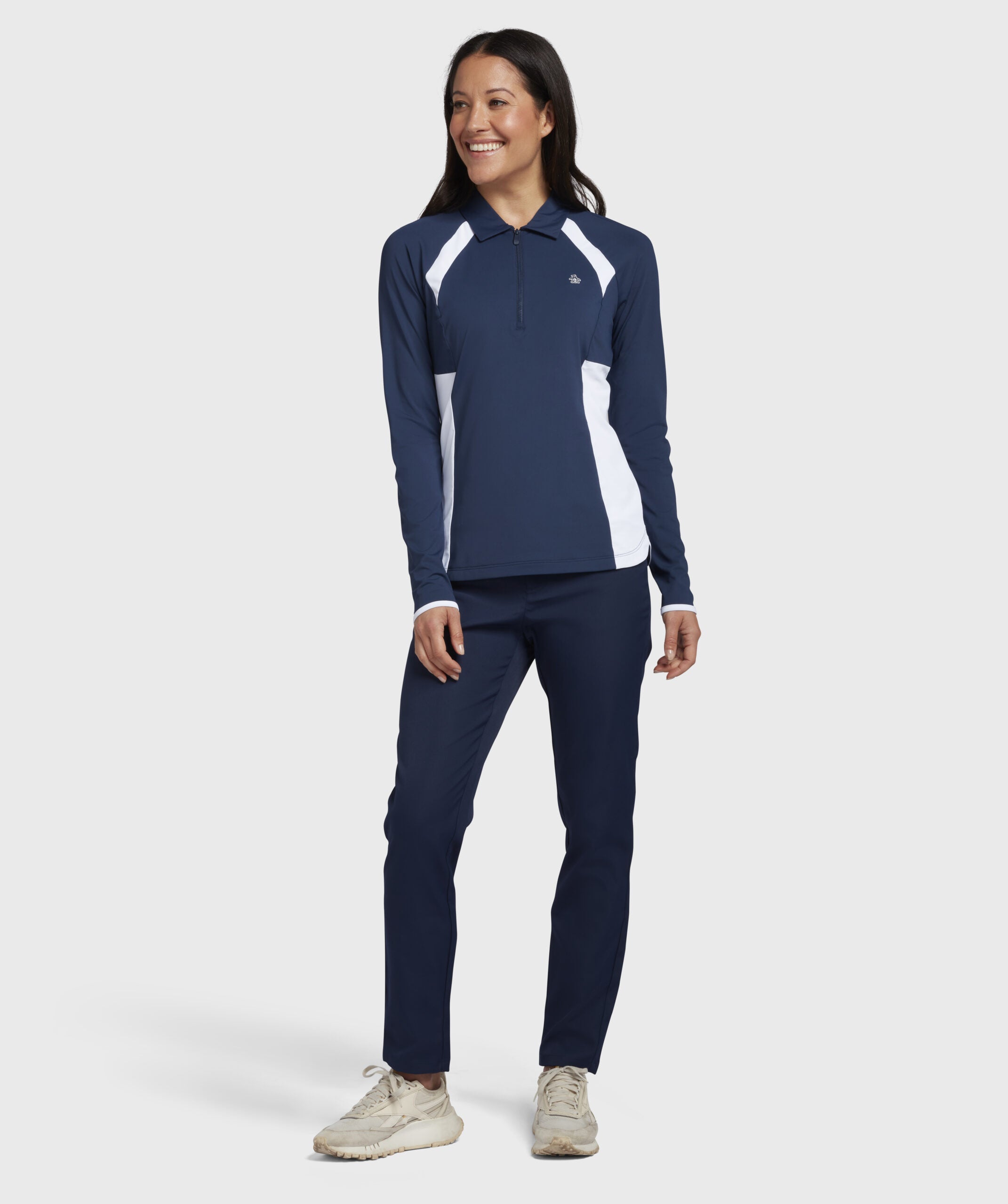Original Penguin Long Sleeve Colourblock Zip Polo Damen