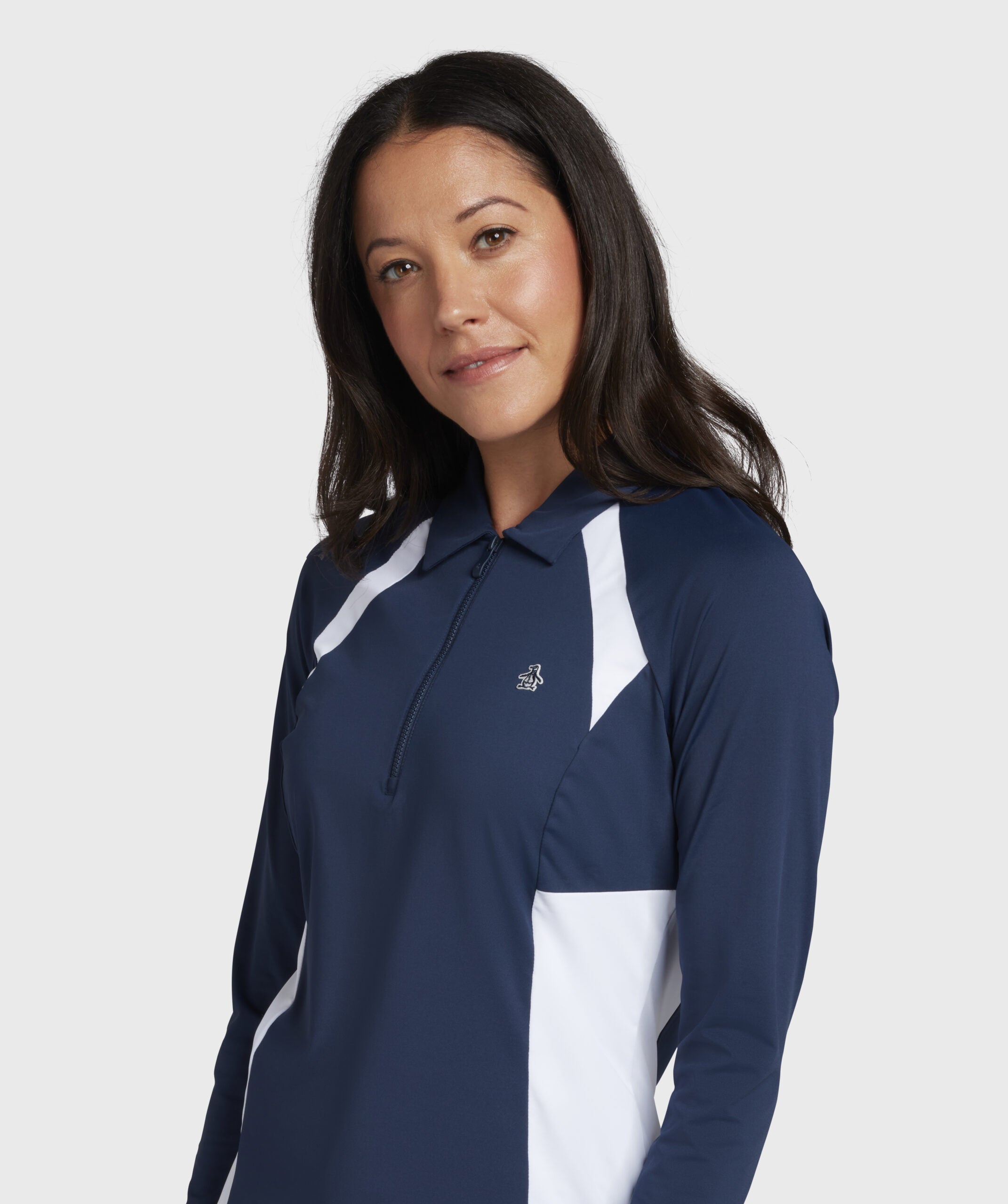 Original Penguin Long Sleeve Colourblock Zip Polo Damen