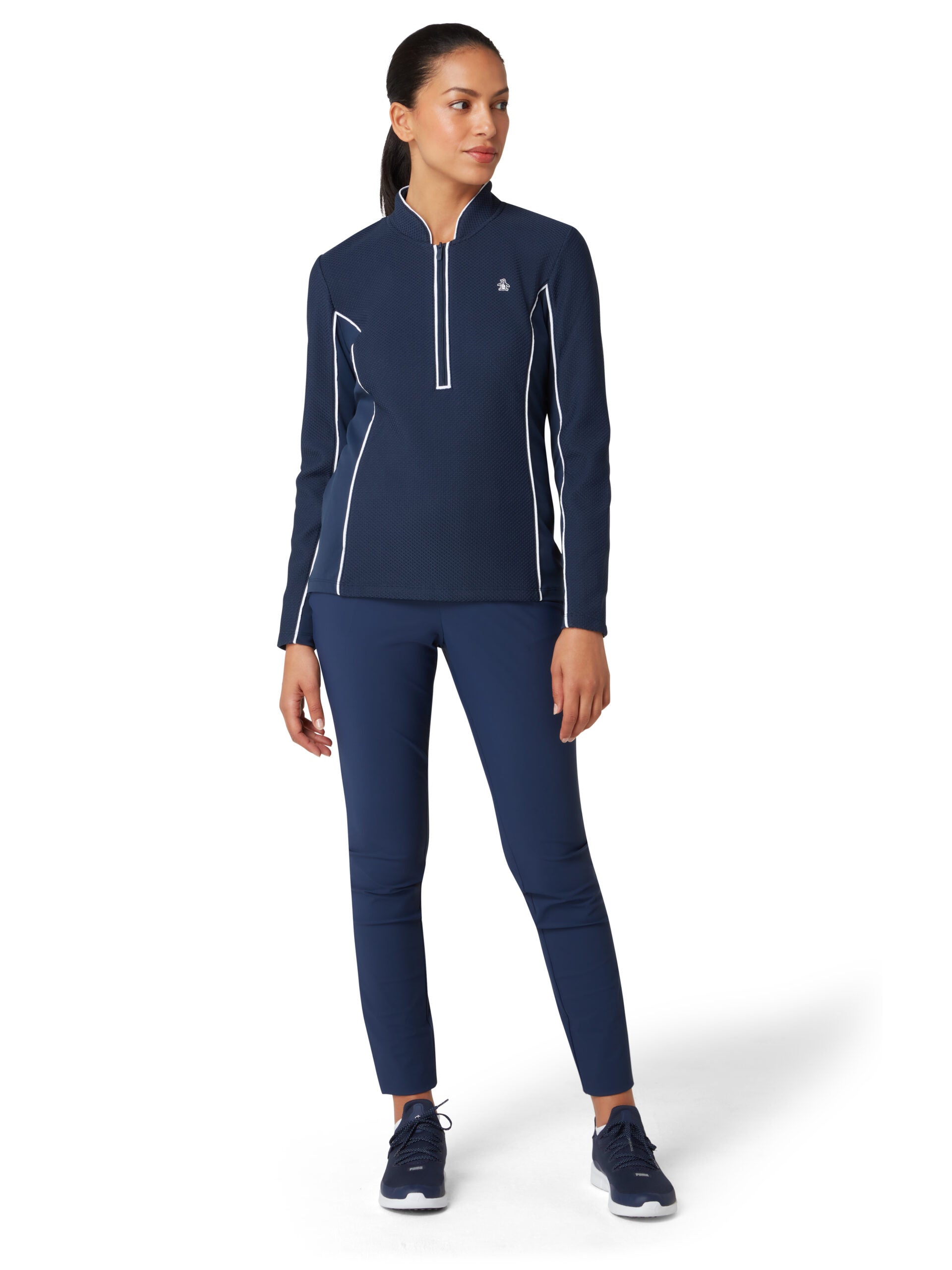 Original Penguin Midweight Long Sleeve Textured 1/4 Zip Women's