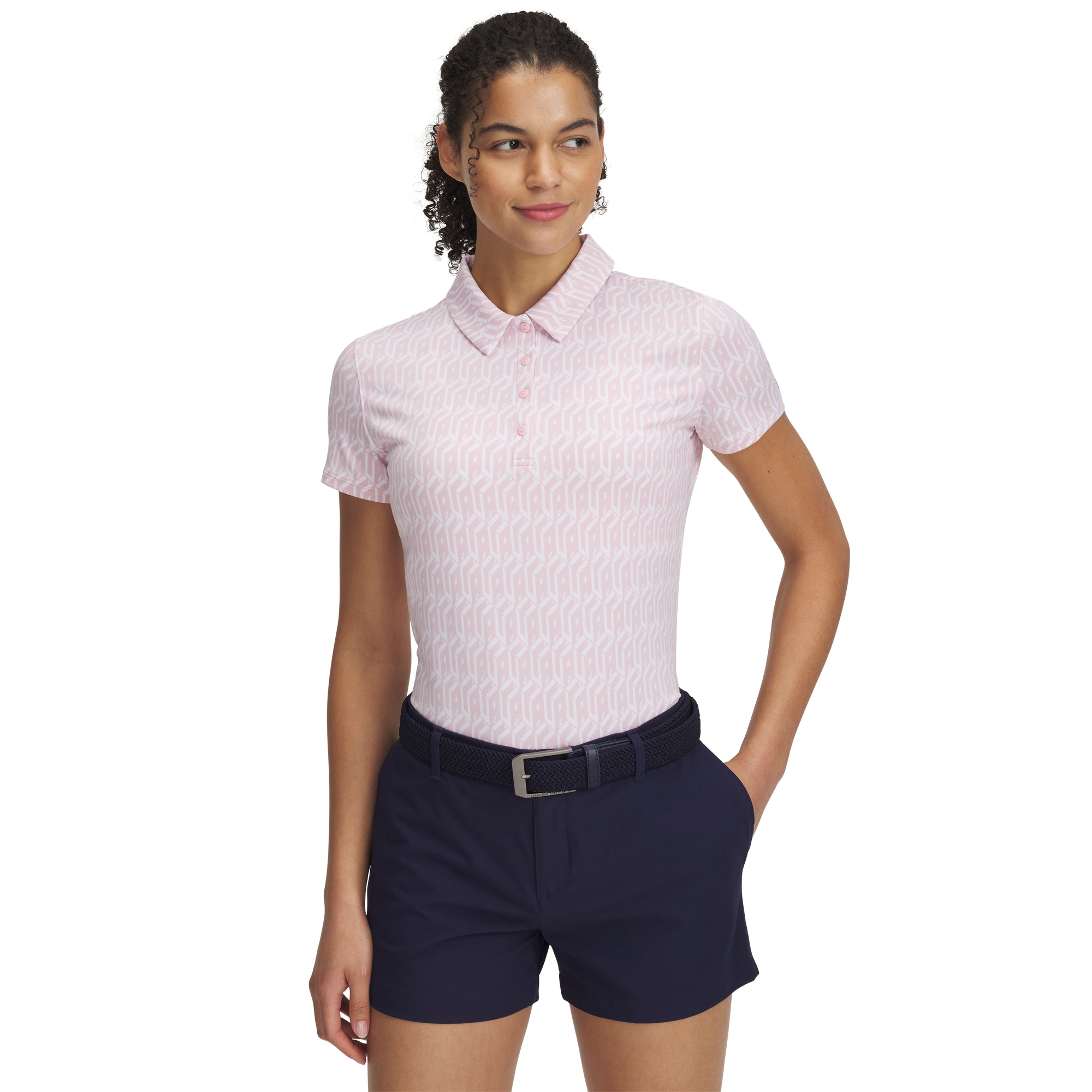 Under Armour UA Playoff 3.0 Printed Polo Damen L silber/grün L silber/grün L silber/grün