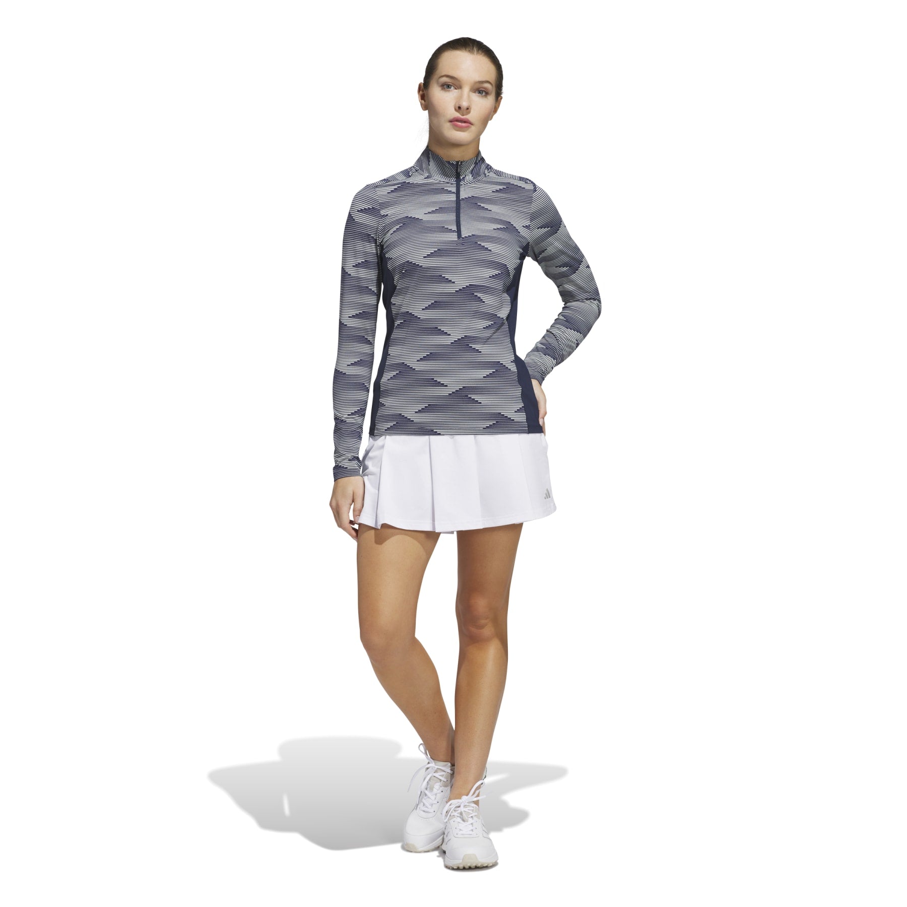 adidas Ultimate365 Printed 1/4-Zip Mock Polo Damen XS navy XS navy XS navy
