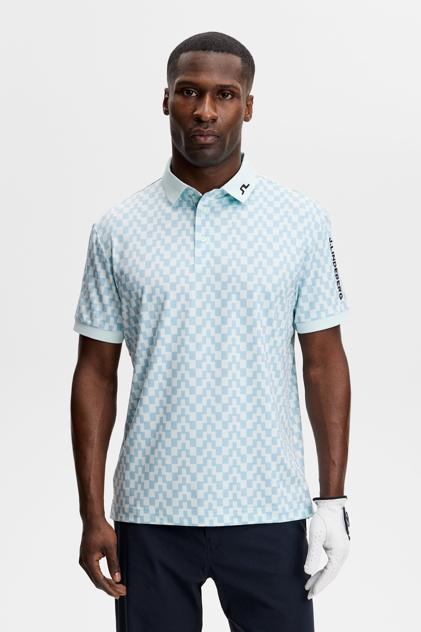 J.Lindeberg Tour Tech Print Polo Men's L beige/white L beige/white