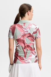 J.Lindeberg Women's Tour Tech Print Polo L Red/Beige L Red/Beige