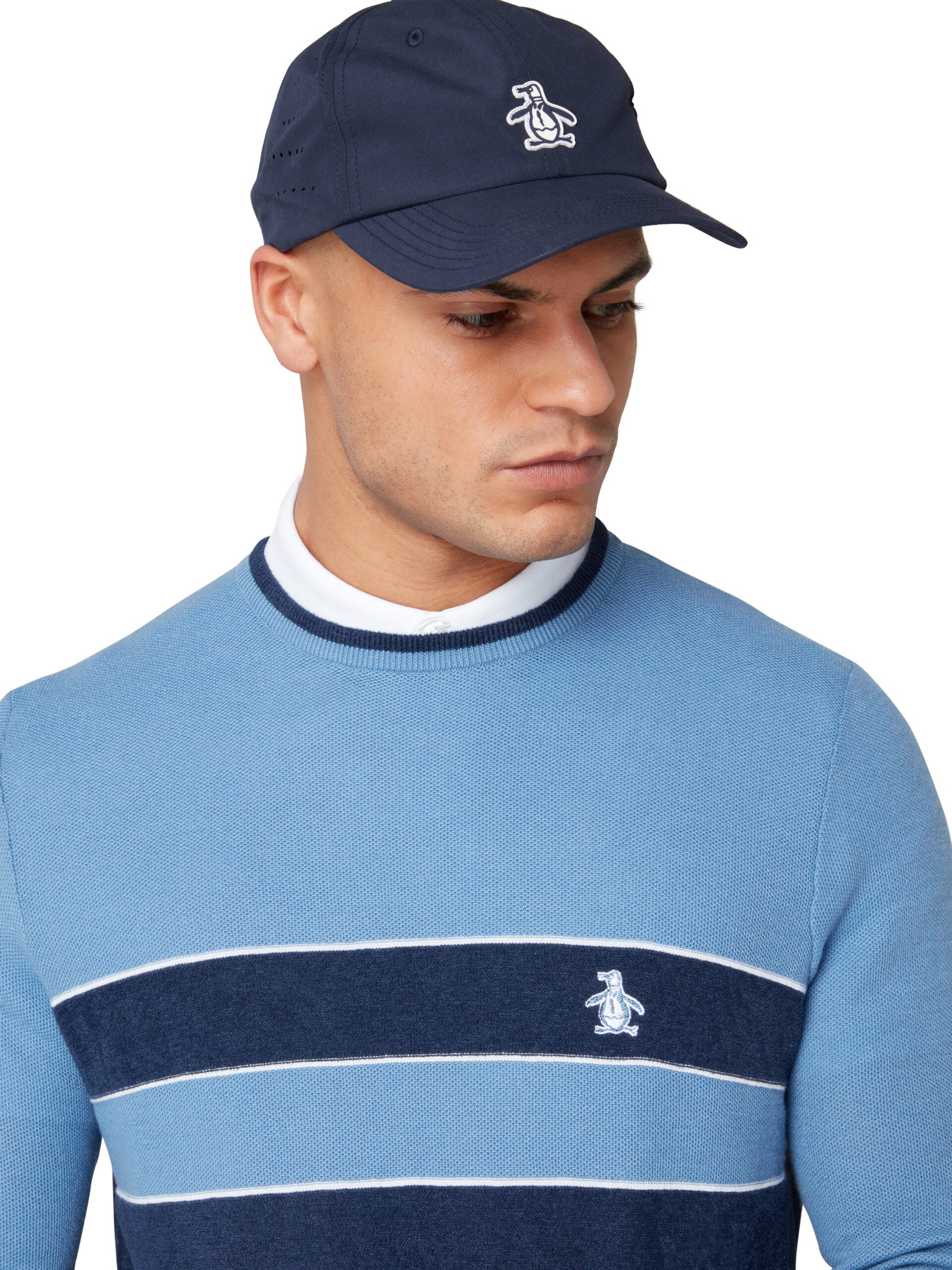 Original Penguin Heritage Mixed Media Sweater Herren L hellblau