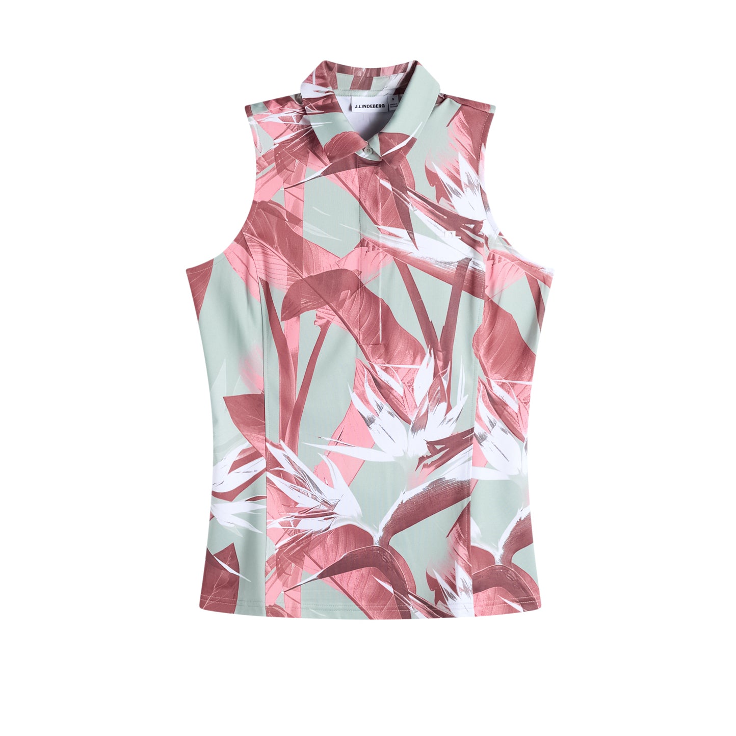 J.Lindeberg Dena Print Sleeveless Polo Women's L Red/Beige L Red/Beige