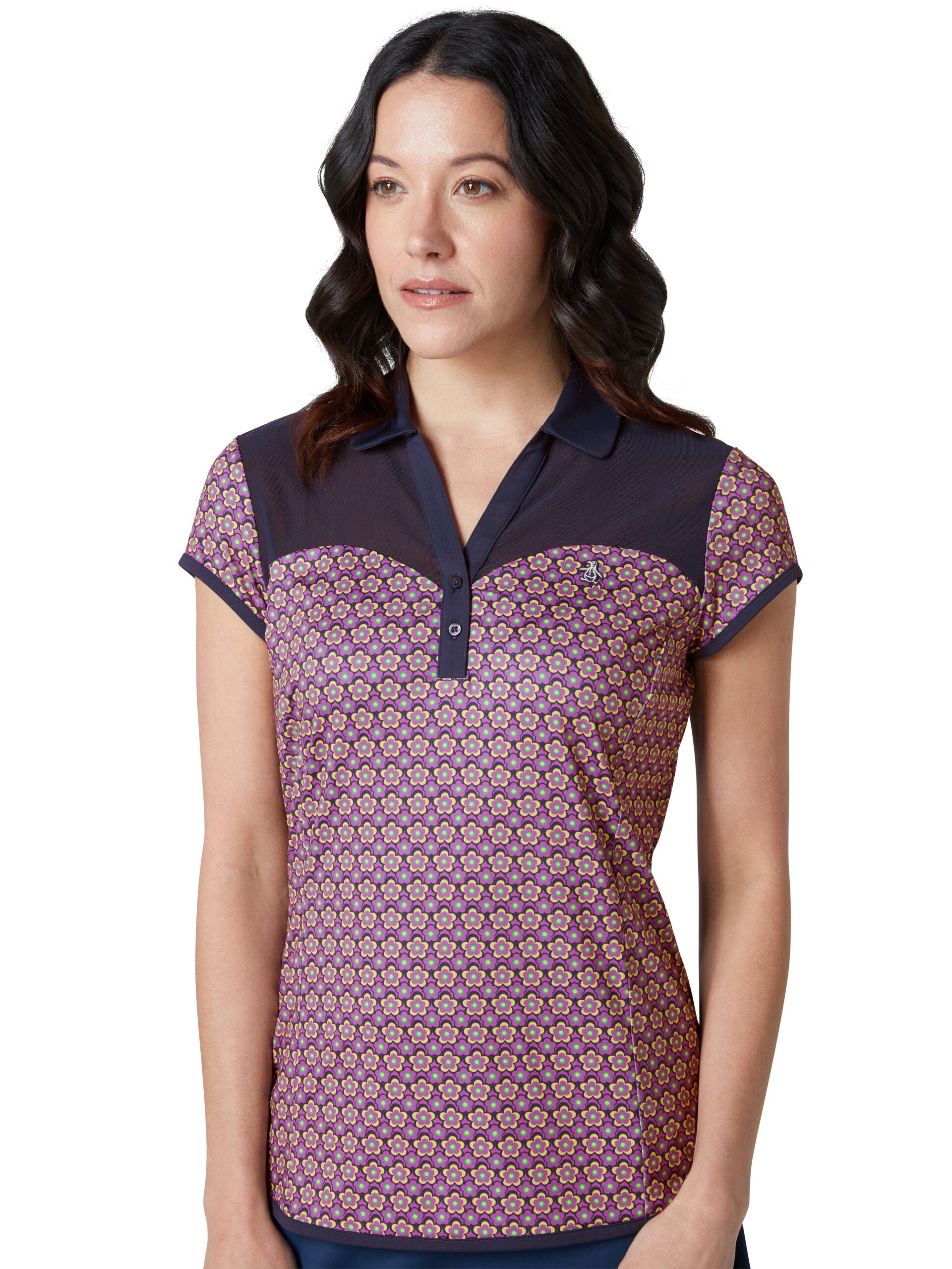 Original Penguin Cap Sleeve Sweetheart Polo Women L navy L navy L navy L navy L navy