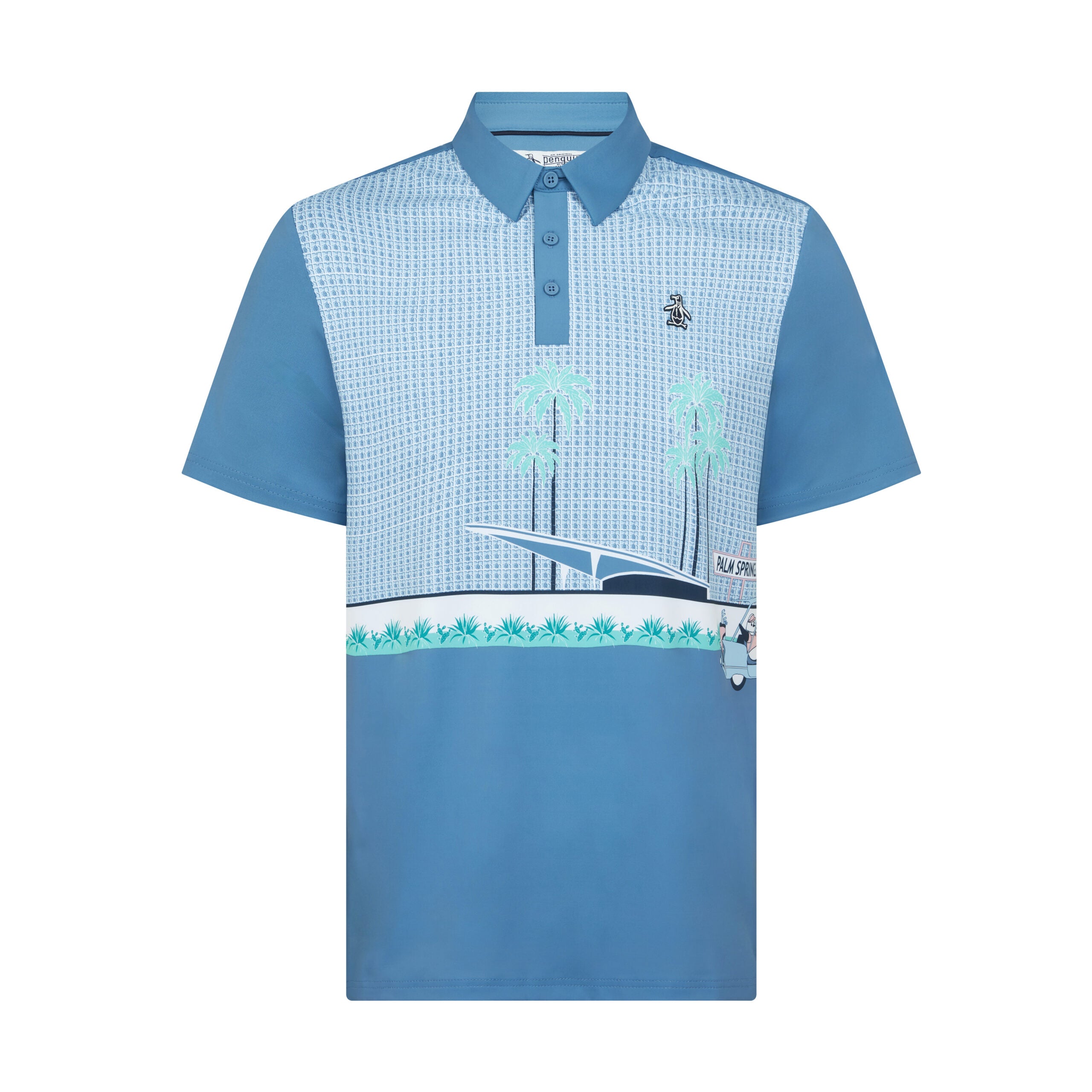Original Penguin Palm Spring Block Polo Herren L hellblau