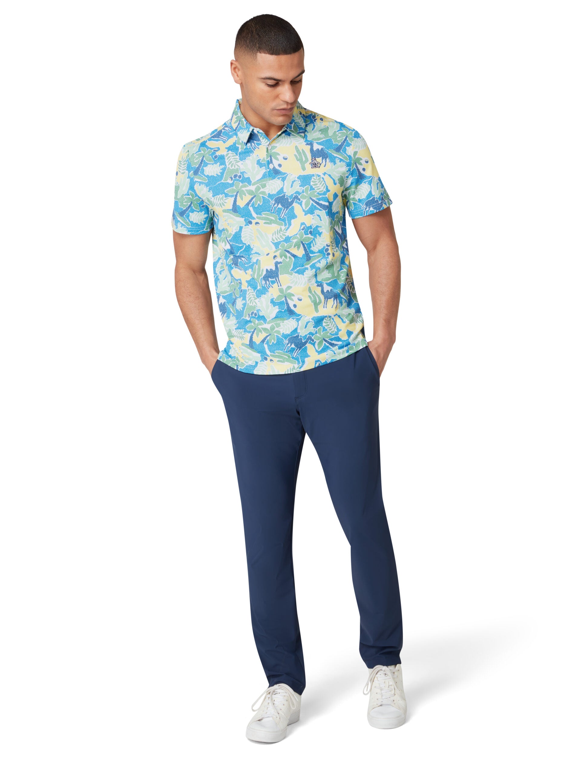 Original Penguin Ibiza Earl Print Polo Herren L weiß