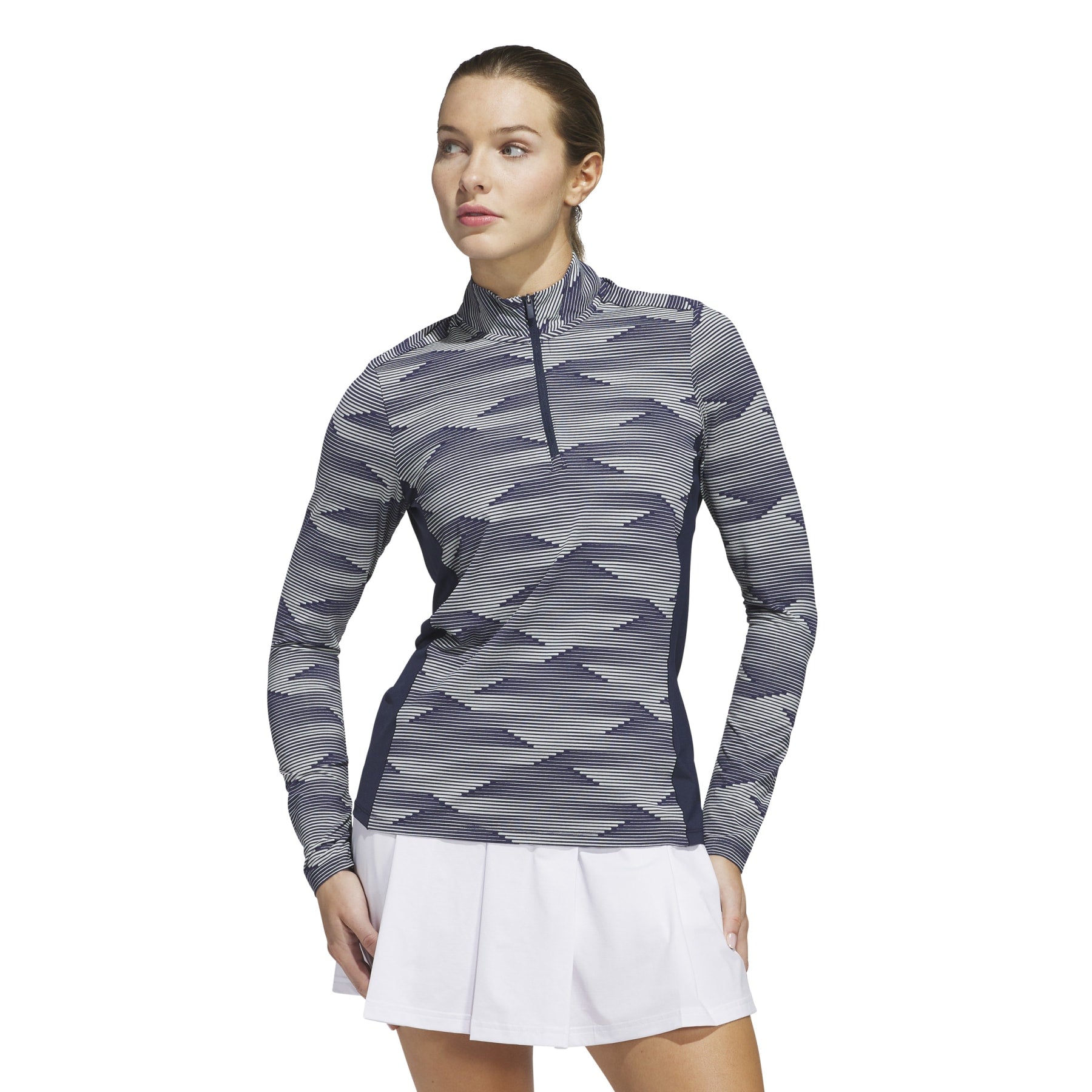 adidas Ultimate365 Printed 1/4-Zip Mock Polo Damen XS navy XS navy XS navy
