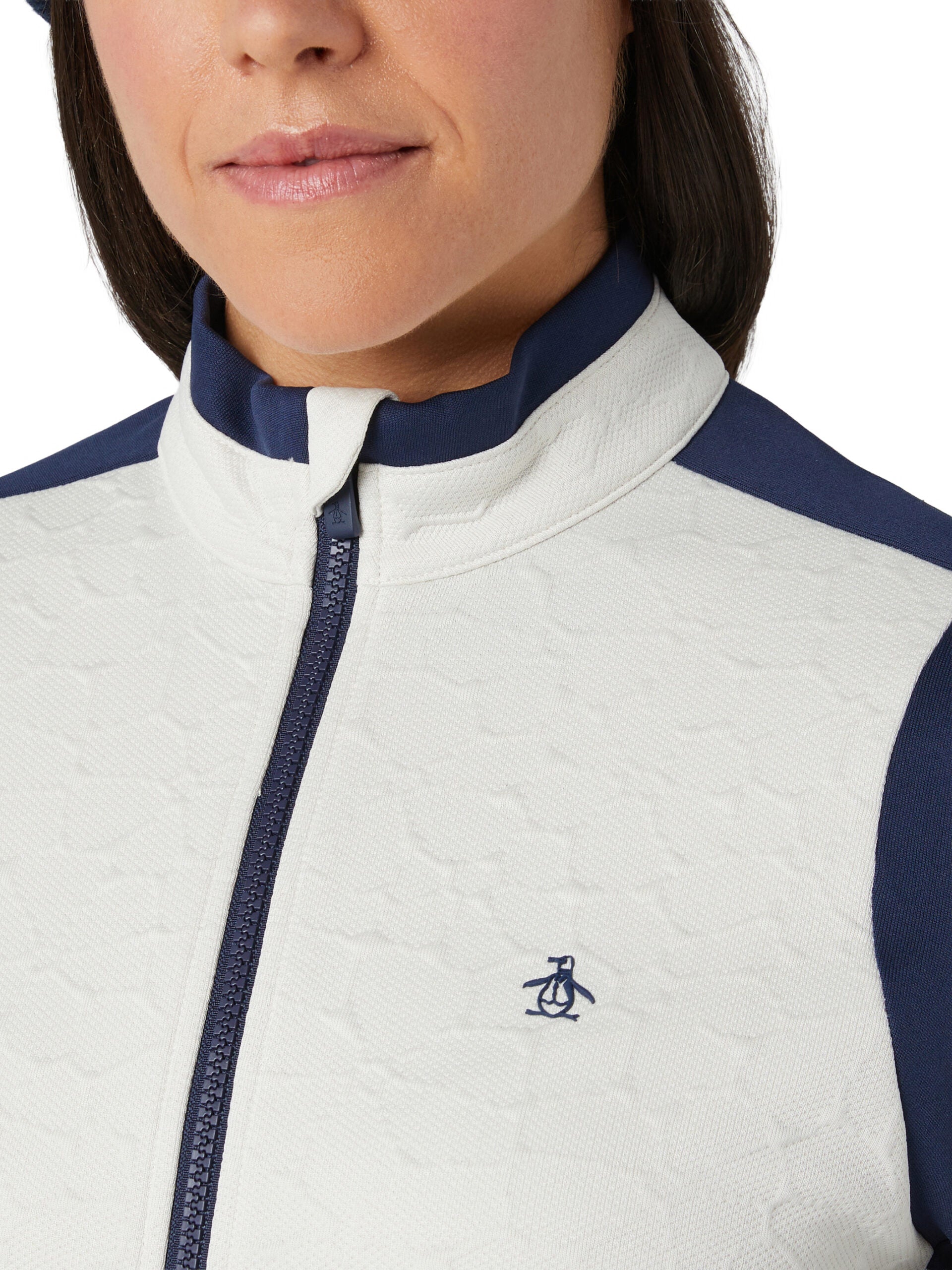 Original Penguin Knit Embossed Floral Colour Block Jacke Damen