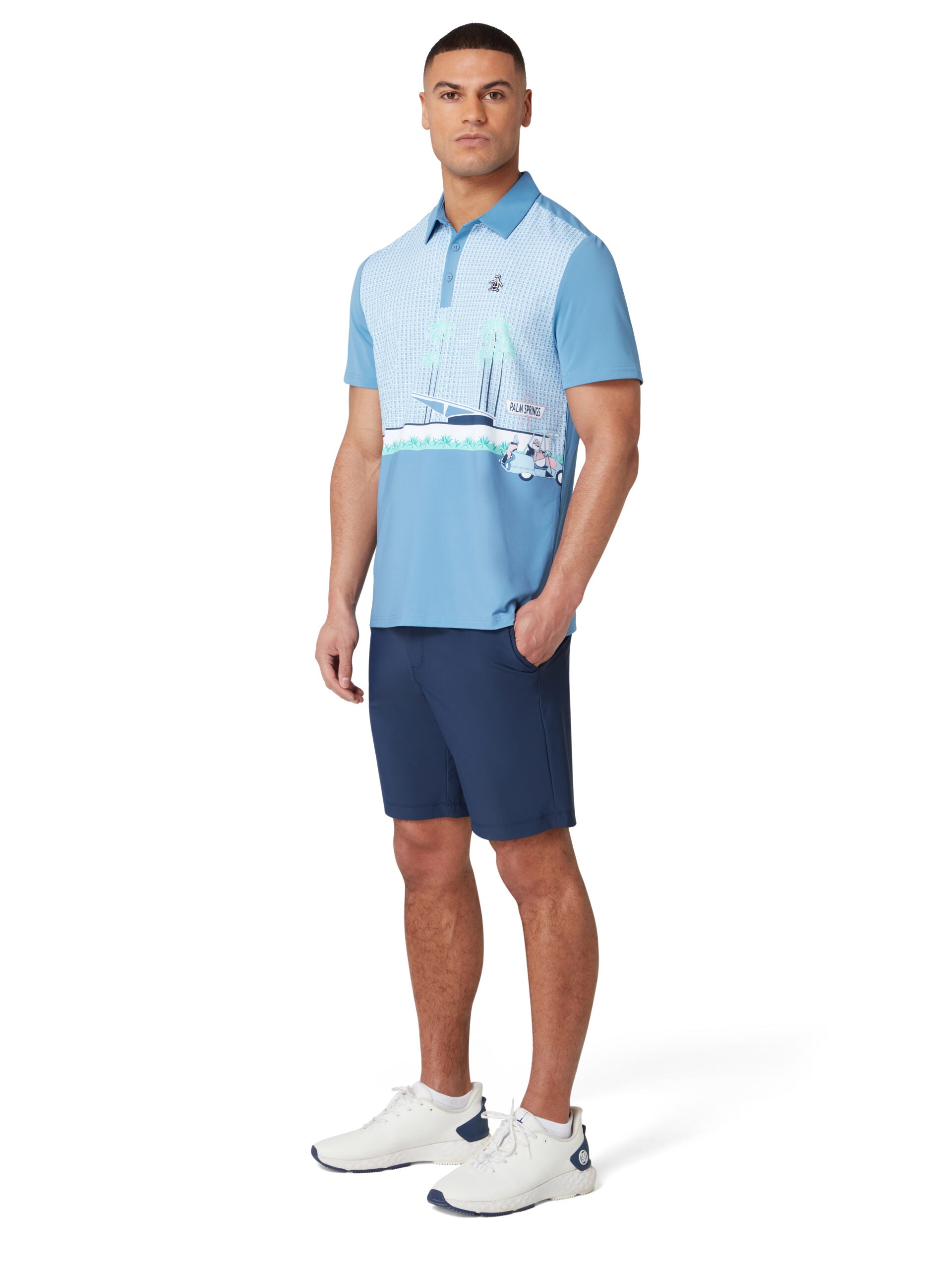 Original Penguin Palm Spring Block Polo Herren L hellblau