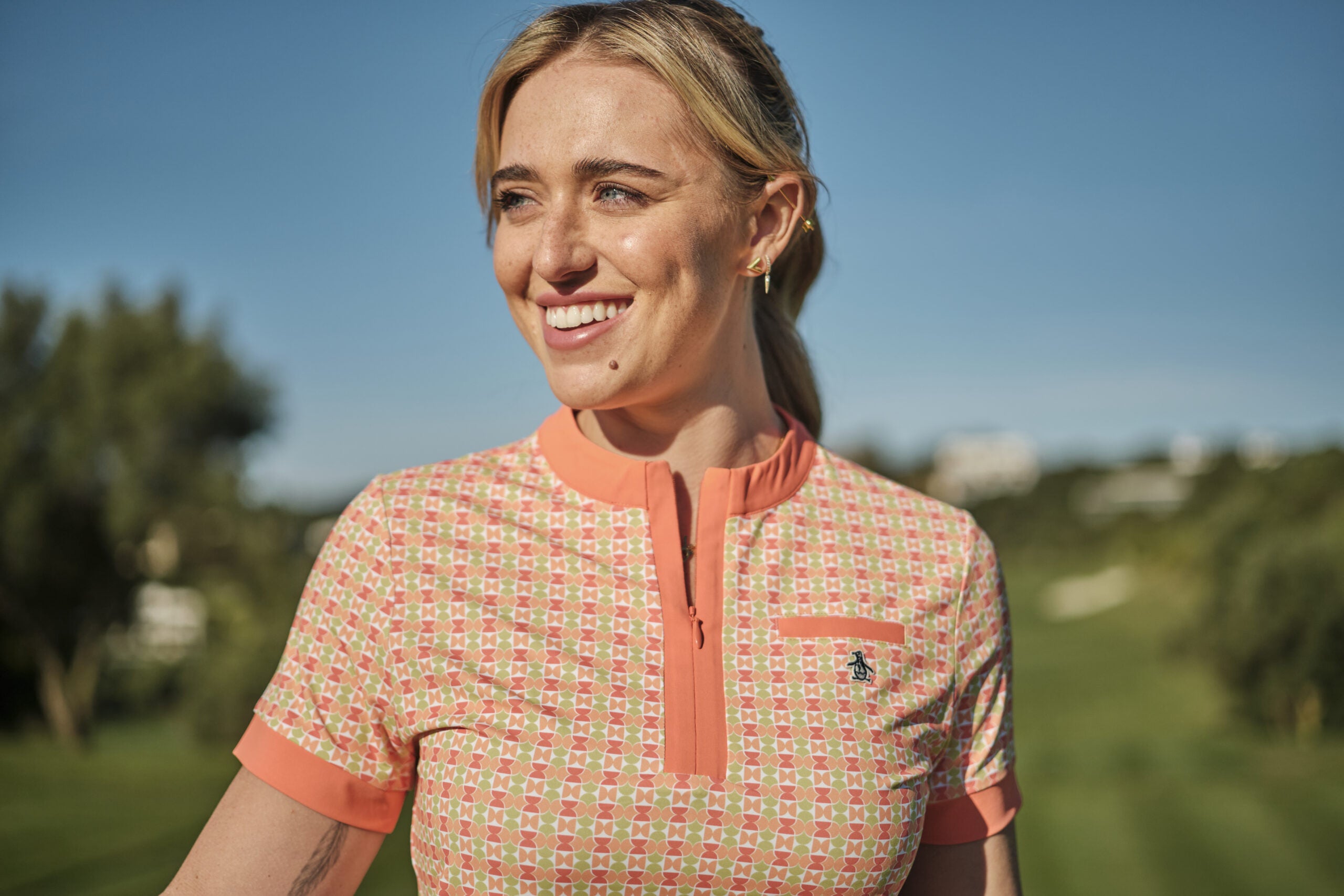 Original Penguin Pete's Bow Tie Regular Length Color Block Polo Shirt for Women