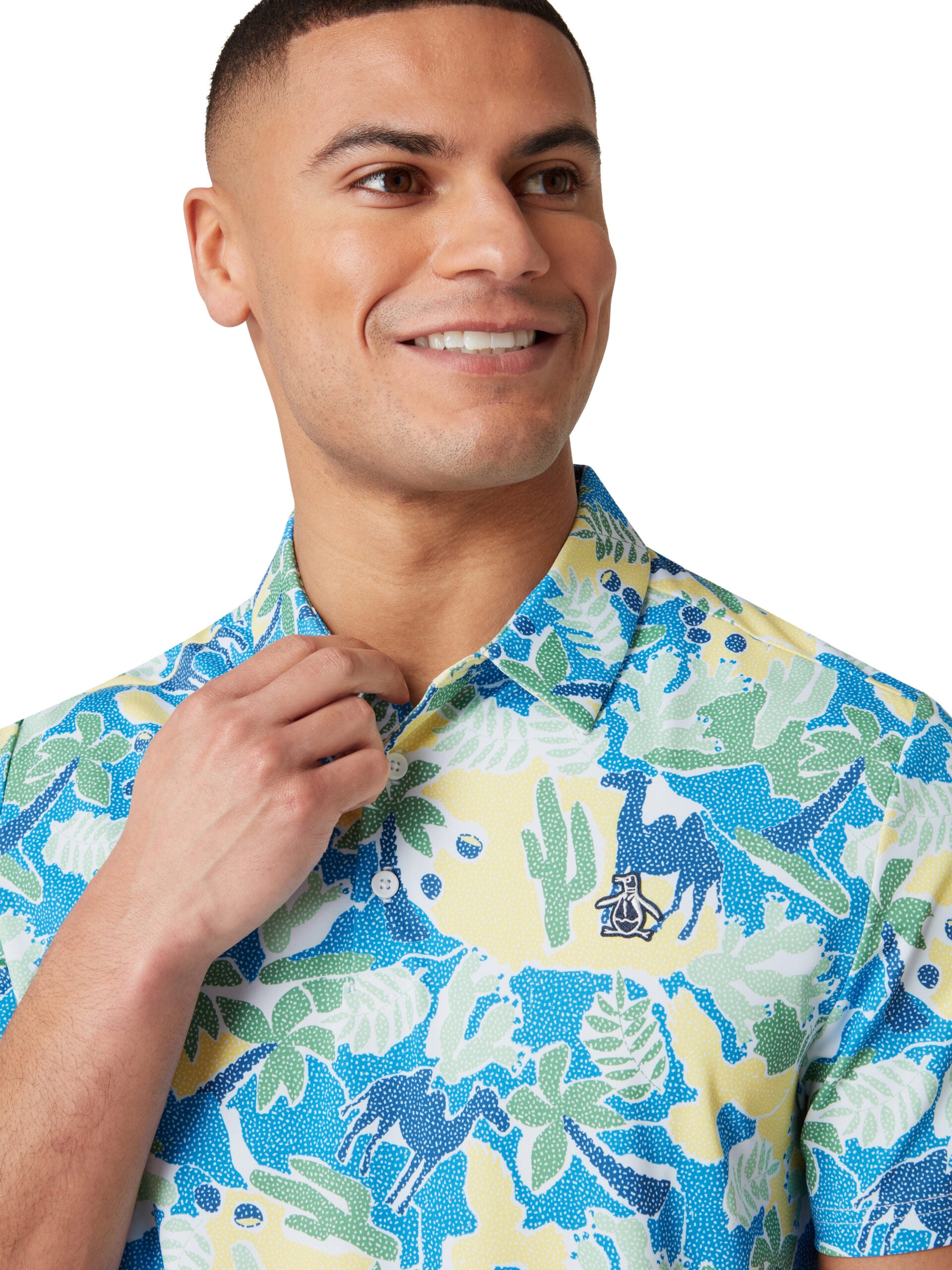 Original Penguin Ibiza Earl Print Polo Herren L weiß