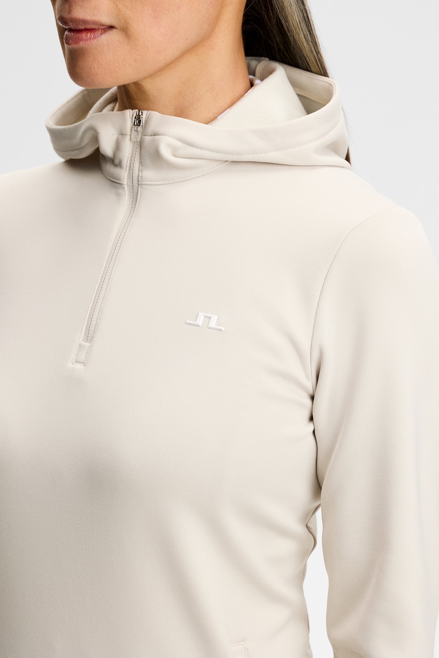 J.Lindeberg Aerielle Quarter Zip Hood Damen L hellgrau L hellgrau