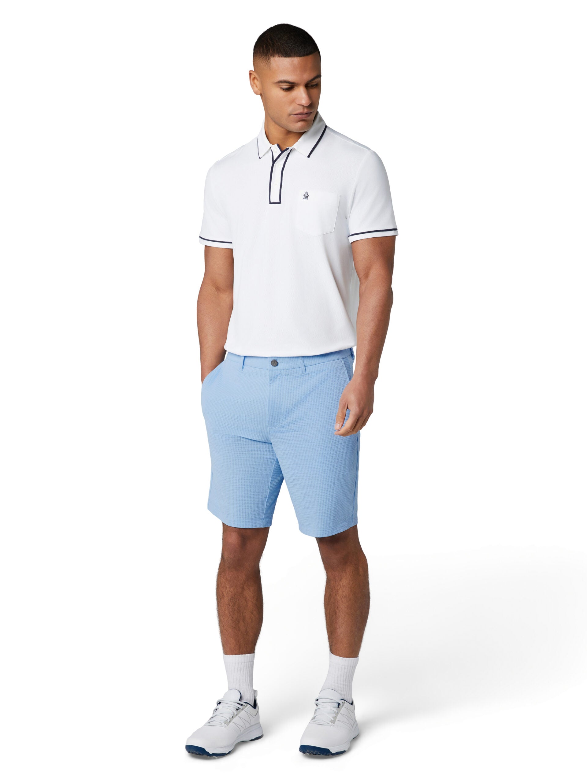 Original Penguin Golf Seersucker 9" Short Men's 30 Light Blue