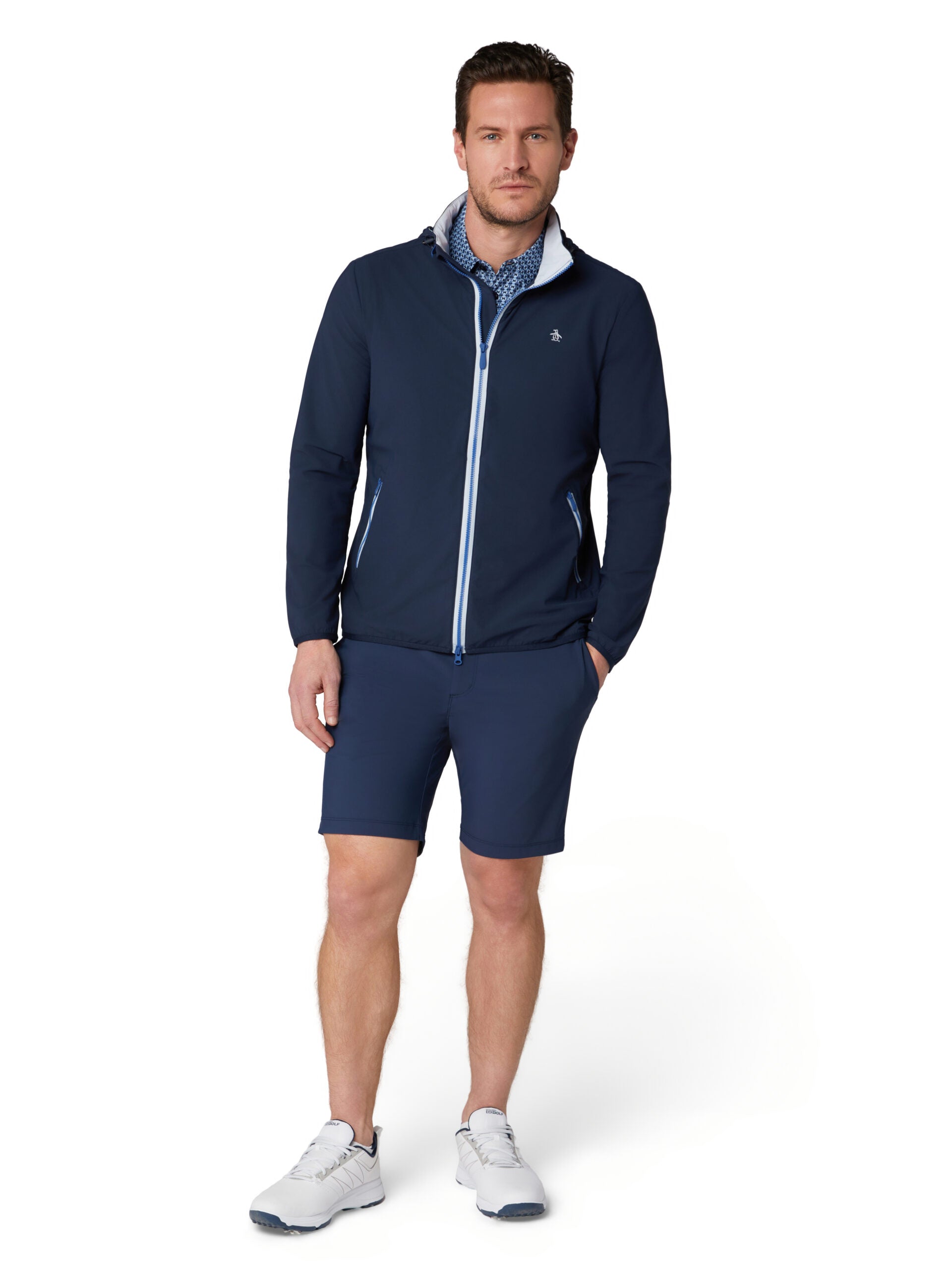 Original Penguin Golf Full-Zip Legacy Windbreaker Men's L Navy