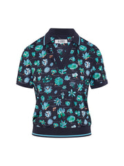 Original Penguin Golf Floral Polo Shirt Ladies L navy