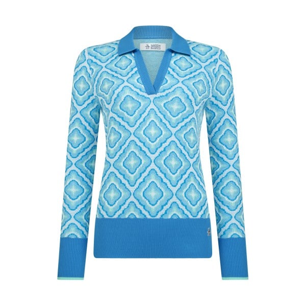 Original Penguin Golf LATTICE JACQUARD Sweater Damen L blau