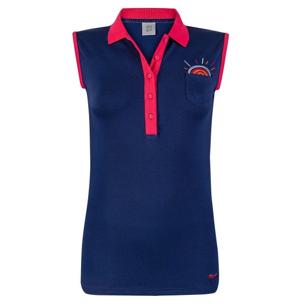 Girls Golf Mini Sunrise Sleeveless Polo Damen L navy