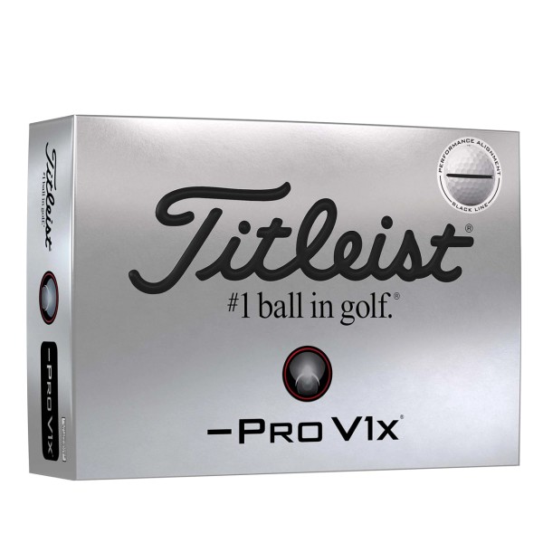 Titleist Pro V1x Left Dash Performance Alignment Golfbälle 12 Stk. (1,2,3,4) weiss/blau