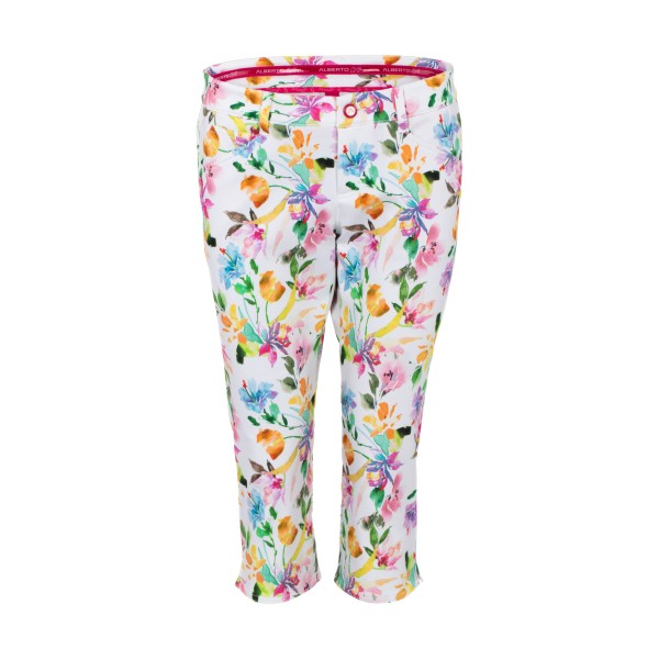 Alberto MONA-C - WR Flowers Golfhose Damen 34 weiß/bunt