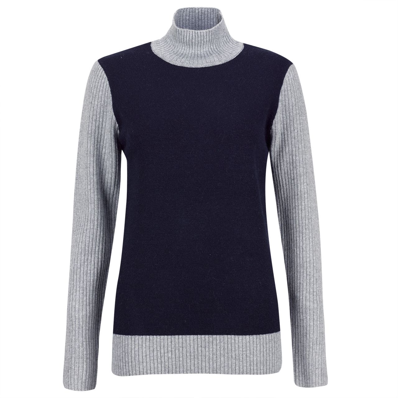 Golfino Silver Touch Rollneck Pullover Damen Grau Blau Sport 1a